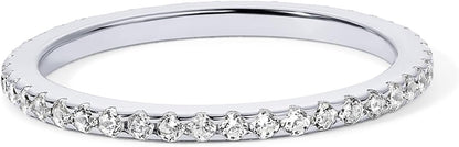 14K Gold Plated Sterling Silver CZ Simulated Diamond Stackable Ring Eternity Bands for Women